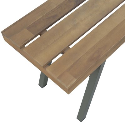47.2'' Medium Brown Acacia Wood and Steel Patio Bench