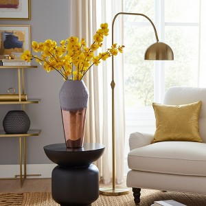Glam Glass Vase - Metallic Finish, Textured Design, Modern Decorative Accent for Home & Office, Living Room & Bedroom Decor - 1 of 4