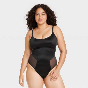 Assets By Spanx Women's Flawless Finish Plunge Bodysuit - Black L : Target