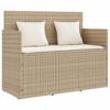 vidaXL Patio Bench with Cushions Beige Poly Rattan - 2 of 4