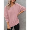 Coolmee Womens Waffle Knit Crewneck Sweatshirts Long Sleeve Side Slits Casual Pullover Sweatshirt Tops - 3 of 4