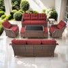 POCASSY 6 Inch Thick Cushion Patio Furniture Set with Swivel Glider Chairs, 8 Piece Patio Set with Brown Wicker Round Rattan and Olefin Cushion Cover - 3 of 4