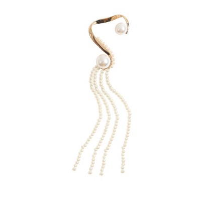 SOHI Women's Pearl White Casual Cuff Earrings