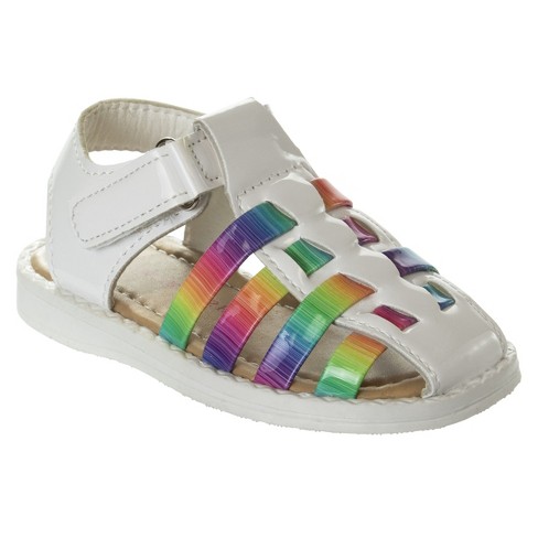 Laura Ashley Girls Hook And Loop Multi color Straps Closed Toe