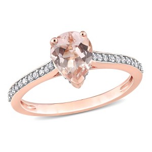 Everly Jewelry – 10K Pink Gold 7/8 TGW Morganite and Diamond Fashion Ring - 1 of 4