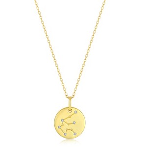 Molenia Zodiac Necklace for Women, 14K Gold Plated 925 Sterling Silver Coin CZ Pendant Dainty Constellation Horoscope Jewelry Gifts for Women - 1 of 4