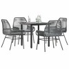 vidaXL Patio Dining Set with Cushions Garden Table and Chairs Poly Rattan Glass - Gray 31.5" x 31.5" x 29.1" 4 Items - 2 of 4