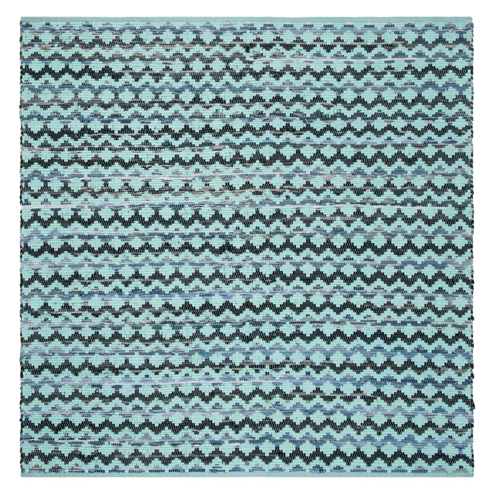 4'x4' Geometric Woven Square Area Rug Turquoise/Blue/Black - Safavieh