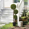 HOMCOM Artificial Plant for Home Decor Indoor & Outdoor Fake Plant Artificial Tree in Pot, Ball Boxwood Topiary Tree - 3 of 4