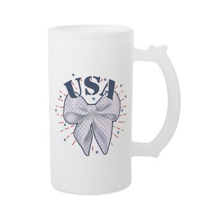 Elanze Designs Freezable Beer Stein Mug With Thumb Grip Handle, 16 Ounce Frosted Glass, USA Bow - 1 of 1