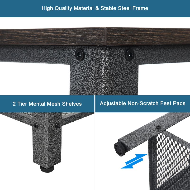Tangkula 3-Tier Industrial Shoe Rack Entryway Bench with Mesh Storage Shelf, 5 of 6
