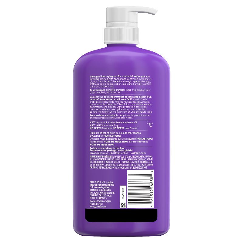 Aussie Paraben-Free Total Miracle Conditioner with Apricot For Damage Hair - 30.4 fl oz, 3 of 10