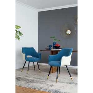 Racxily 2-Piece Blue Velvet Side Chairs ¨C Kitchen/Vanity Accent Chairs, Iron Legs & Two-Tone Seat, 27.7lbs, 23.2"x23.2"x33.9" - 1 of 4