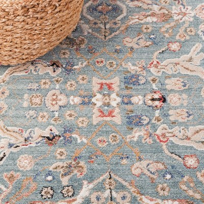 Elysian Blue Oriental Square Rug - Hand-knotted Cotton & Synthetic Blend