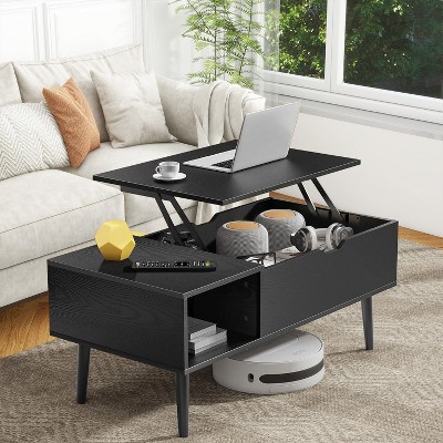 IULULU Lift Top Coffee Table - Wooden Table with Shelf & Compartment for Living Room