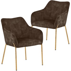 LeisureMod Zaire Modern Dining Chair – Upholstered Side Chair with Gold Iron Legs, Stylish Accent Chair for Dining Room or Kitchen Set of 2 - 1 of 4