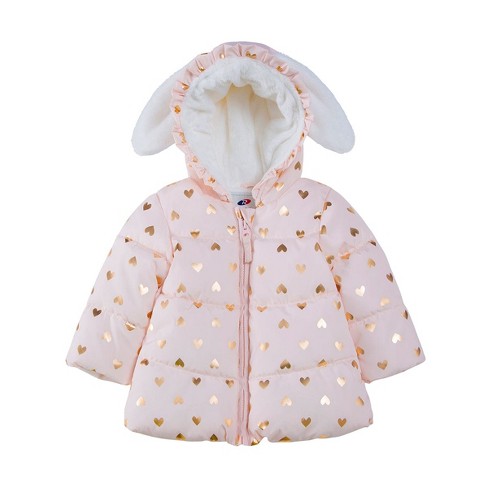 Rokka rolla Toddler Girls Fleece Puffer Jacket warm Winter Coat pink Heart Size 12 18 Months Target