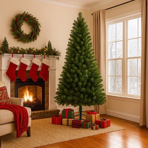 Whisen 6FT Artificial Christmas Tree with 490 Tips and 4-Leg Plastic Stand - Green - 1 of 4