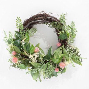 Faux 21" Sweetgum & Mandarin Semi-Wreath - Multicolored - Safavieh - 1 of 4