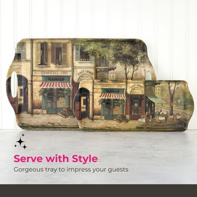 Parisian Scenes 19" Multicolor Melamine Handled Serving Tray