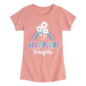 Girls' - Instant Message - Happier Thoughts Fitted Short Sleeve Graphic T-Shirt - 1 of 4