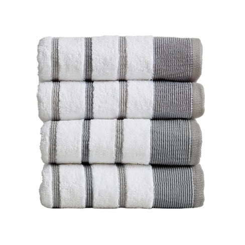 Great Bay Home Cotton Two-Toned Reversible Quick-Dry Towel Set (Bath Towel (2-Pack), White / Ivory), Beige