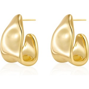 14K Gold Plated Stud Earrings - Hypoallergenic Statement Earrings for Women - 1 of 4