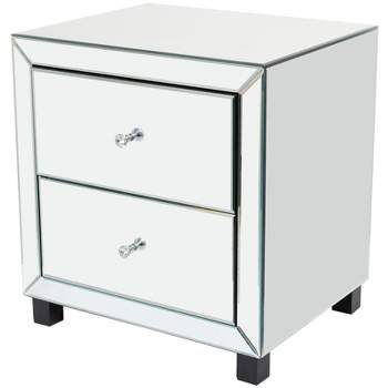 Glam Glass Accent Table with Drawers Silver - Olivia & May