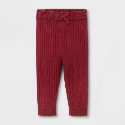 Image of Baby Rib Knit Sweater Leggings - Cat & Jack™ Maroon 3-6M