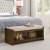 Vynxaria 47" Accent Bench with Lower Shelf Shoe Rack, Padded Seating Bench for Living Room, Modern Compact Bed End Bench with Storage,  Granite- Ivory - 3 of 4