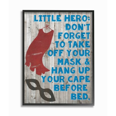 Little Hero Before Bed Oversized Framed Giclee Texturized Art (16"x20"x1.5) - Stupell Industries