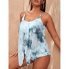 Womens Plus Size Mesh Cover Tie Dye Bikini High Waisted Swimsuits Bathing Suits Tummy Control Swimwear - 3 of 4