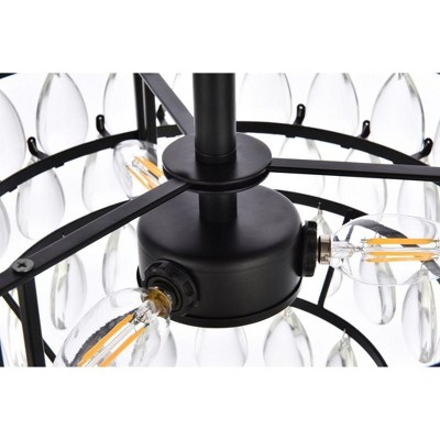 Mila 14'' Black Iron and Crystal Flush Mount Light