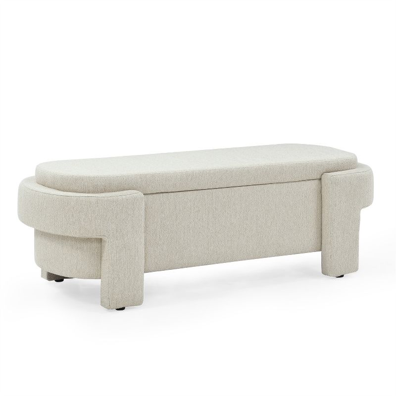 Karen- Large Storage Upholstered Linen Bench With Solid wood legs-Maison Boucle, 5 of 13