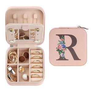 Unique Bargains Portable Mini PU Leather Storage Display Holder Jewelry Box with Mirror for Women - 1 of 4