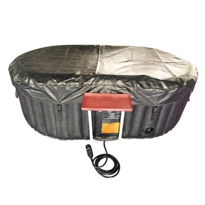 Black and White Oval Inflatable Hot Tub Spa with Drink Tray