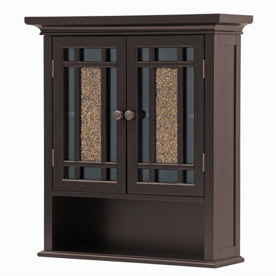 Dark Espresso Glass Mosaic Two-Door Wall Cabinet