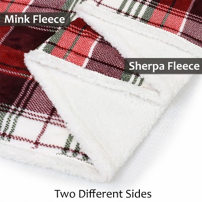 Red Plaid Sherpa Reversible Christmas Throw Blanket, 50x60 inches