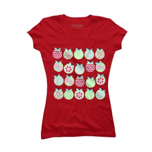 Junior's Design By Humans Apples pattern By luizavictorya T-Shirt - 1 of 3