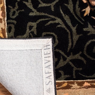 Handmade Black Round Tufted Wool Rug, 3'x5'