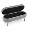 SeaCamel  Storage Ottoman Bench - 43.5"x16"x16" Oval Bench with Rubber Wood Legs, Storage Footrest - 4 of 4