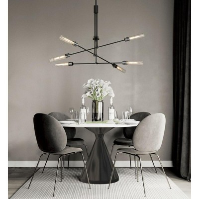 Equilibrium Black and Clear Glass 6-Light LED Pendant