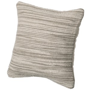 16" Handwoven Wool & Cotton Throw Pillow Cover with Woven Knit Texture, Insert Included - 1 of 4