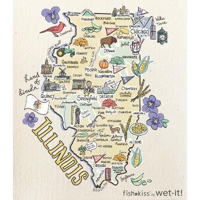 Wet it By Fishkiss State Washcloth - Illinois