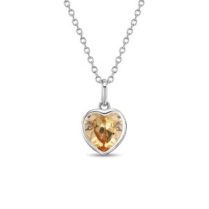 Girls' CZ Birthstone Heart Sterling Silver Necklace - In Season Jewelry - 1 of 1