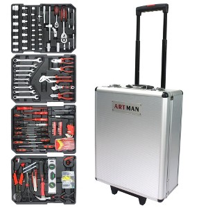 Household Tool Set, White Hand Tool Box With 4 Layers Plier Wrench and Wheels Hand Tool Set For Home Maintenance - 1 of 4