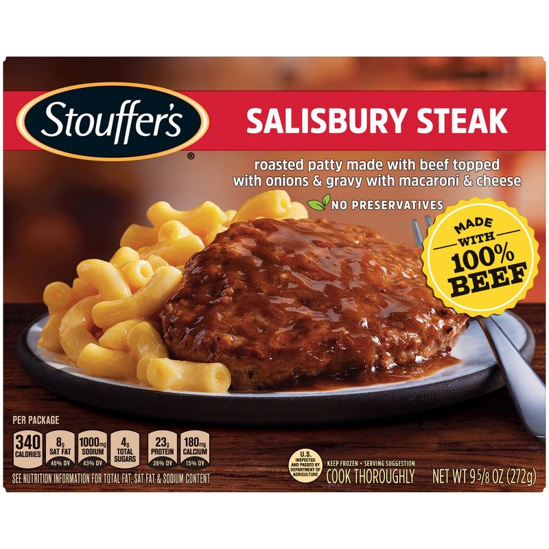 Stouffer&#39;s Frozen Homestyle Classics Frozen Salisbury Steak with Macaroni and Cheese - 9.625oz, 1 of 11