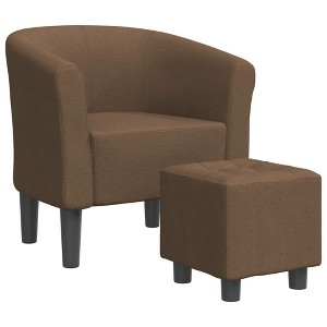 vidaXL Tub Chair Brown Fabric - Compact & Durable Cubic Accent Chair with Footstool - 1 of 4