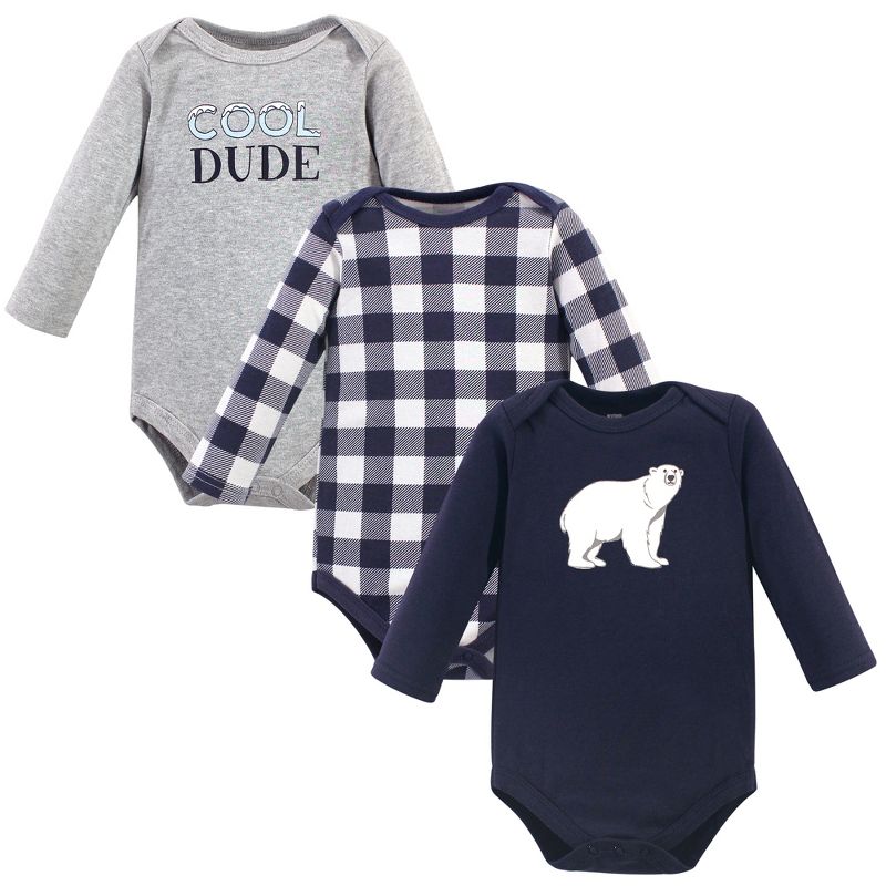 Hudson Baby Infant Boy Cotton Long-Sleeve Bodysuits, Polar Bear, 1 of 6