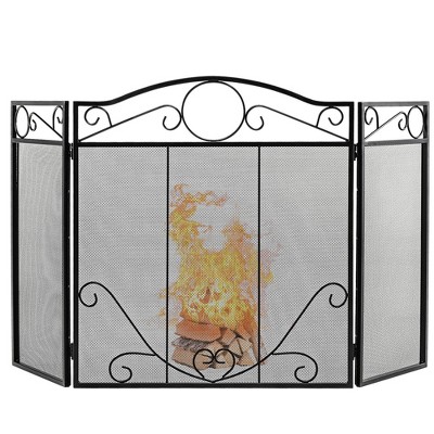 Tangkula 3-Panel Fireplace Screen Decoration Cover Pets Baby Child Safty Folded Fire Doors
